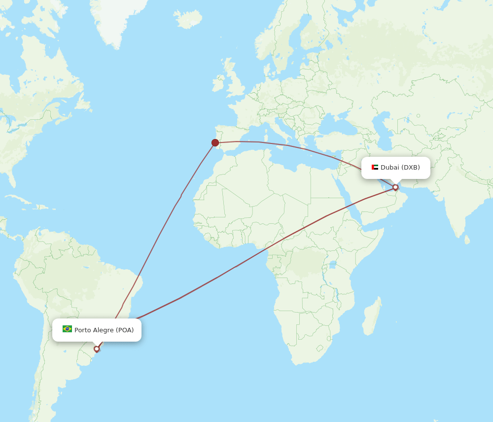 POA-DXB flight routes