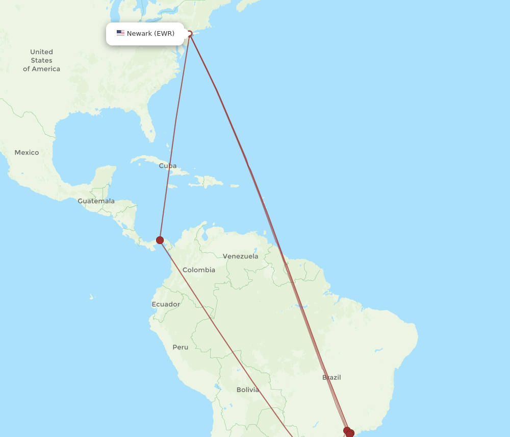 POA-EWR flight routes
