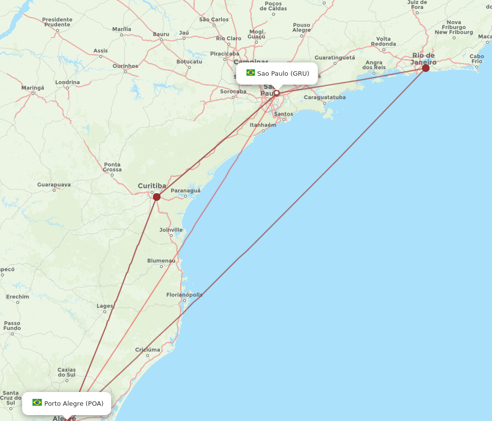 POA to GRU flights and routes map