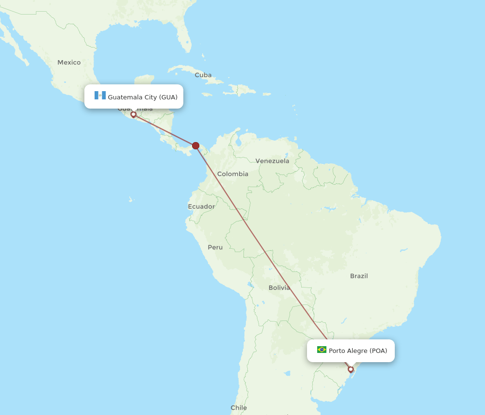 POA-GUA flight routes