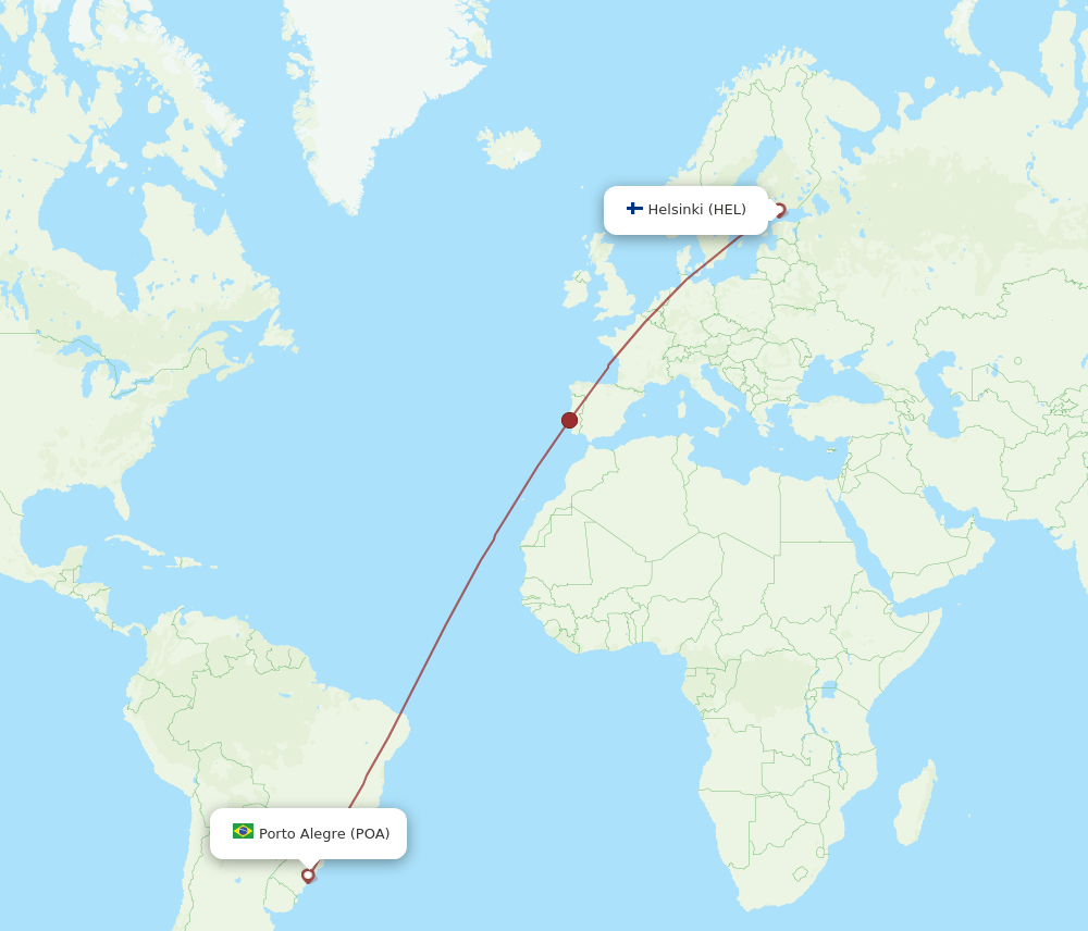 POA to HEL flights and routes map