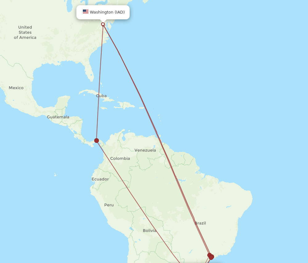 POA-IAD flight routes