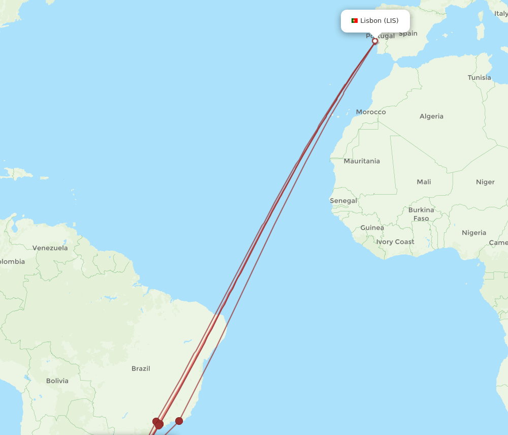 POA-LIS flight routes