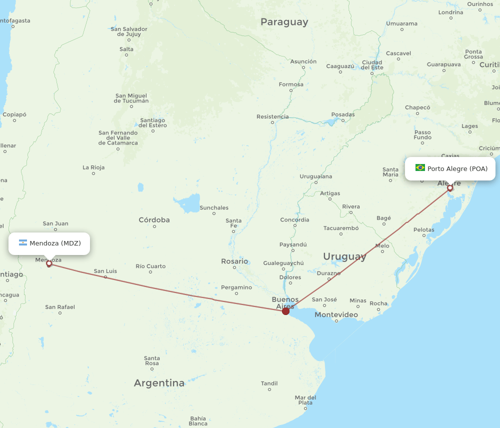 POA to MDZ flights and routes map