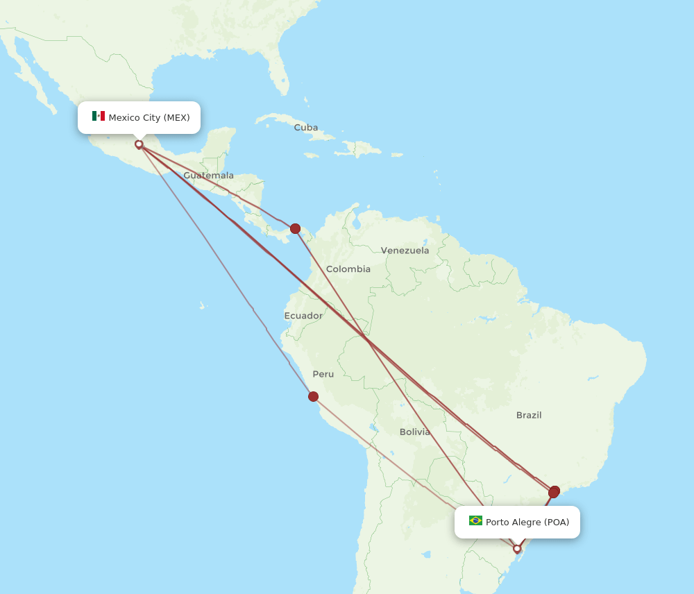 POA-MEX flight routes