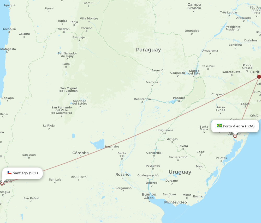 POA to SCL flights and routes map