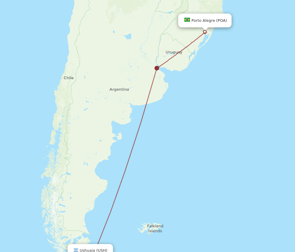 POA-USH flight routes