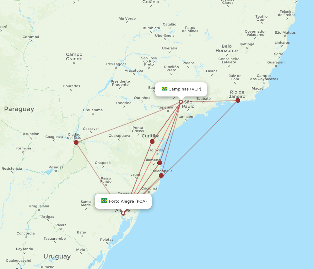 POA to VCP flights and routes map