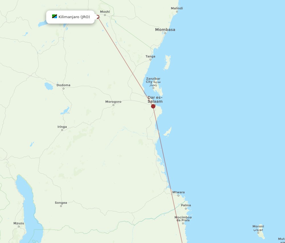 POL-JRO flight routes