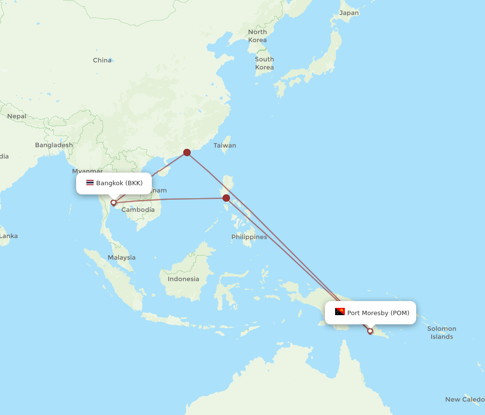 POM-BKK flight routes