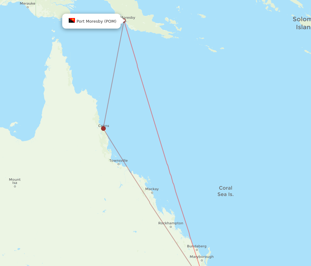 POM to BNE flights and routes map