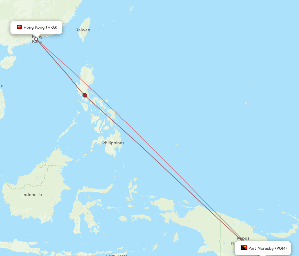 POM to HKG flights and routes map