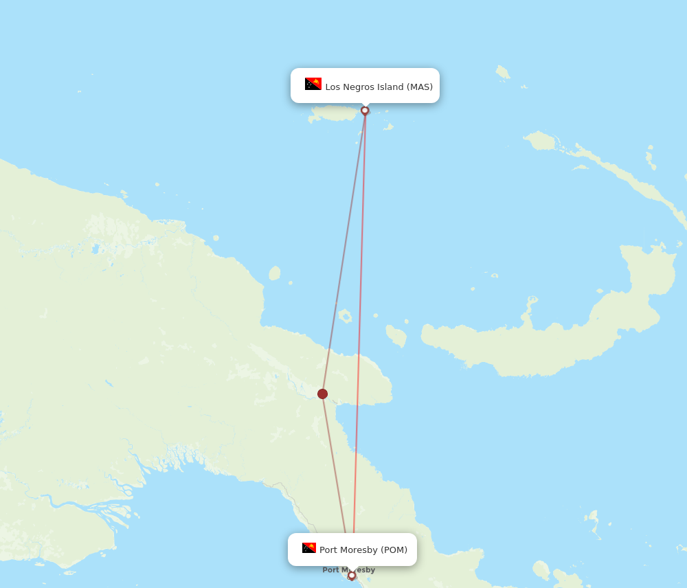 POM to MAS flights and routes map