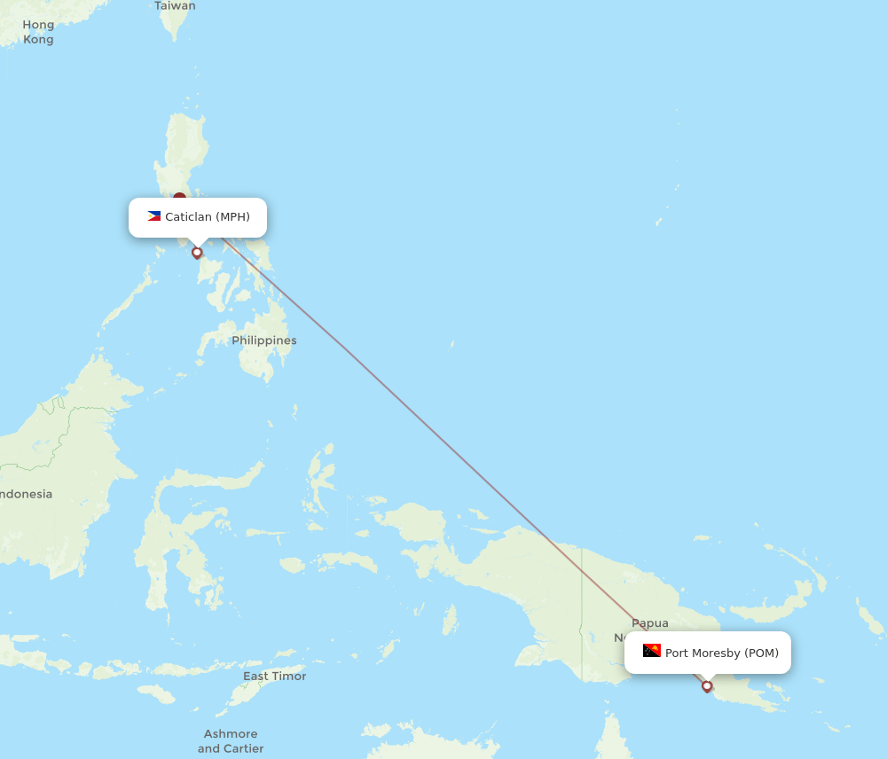 POM to MPH flights and routes map