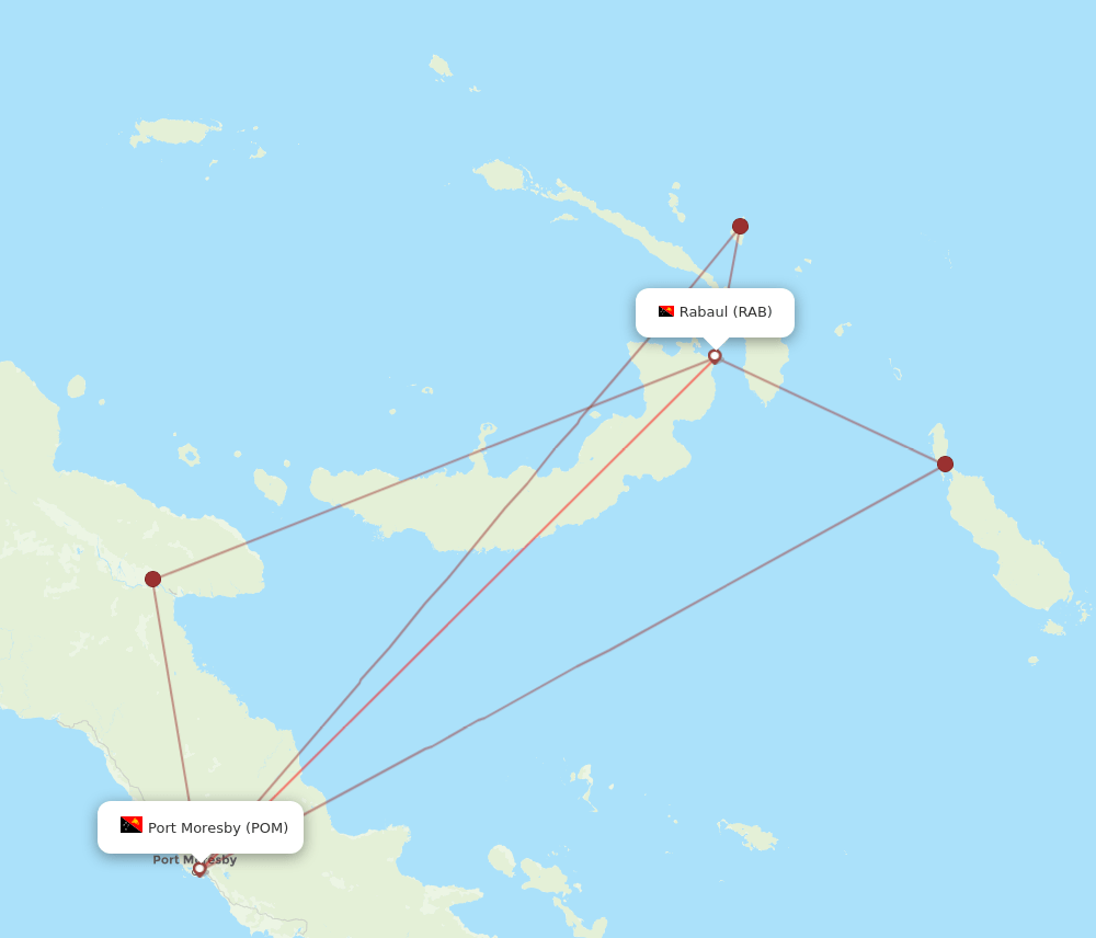 POM to RAB flights and routes map