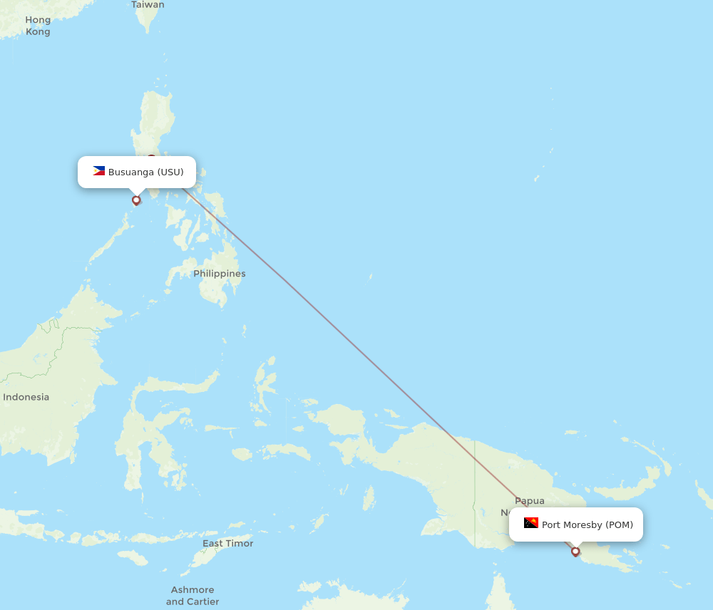 POM to USU flights and routes map