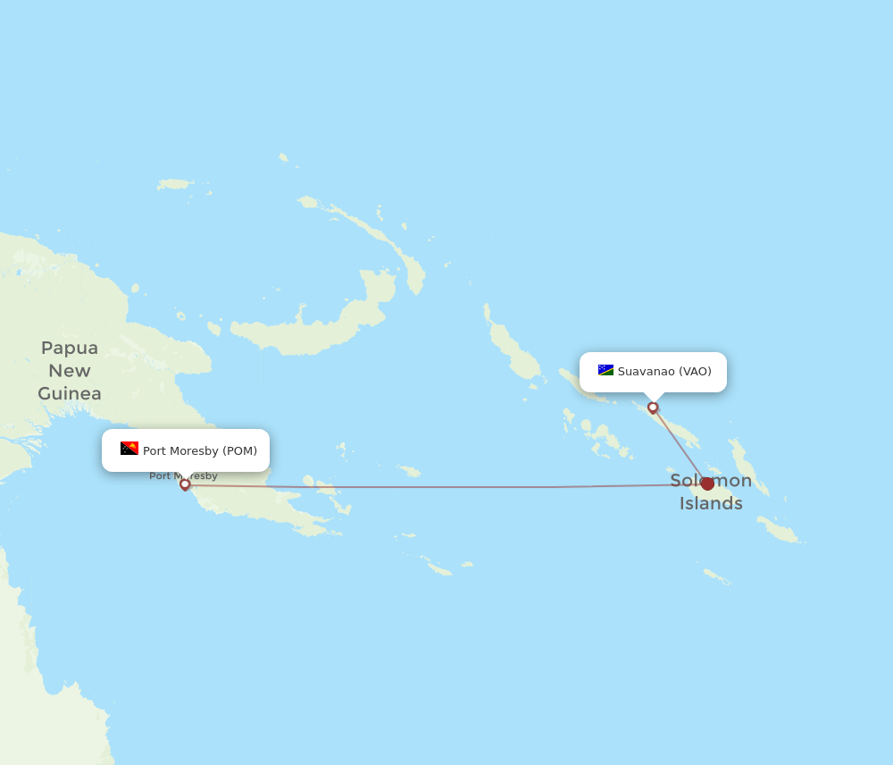 POM to VAO flights and routes map