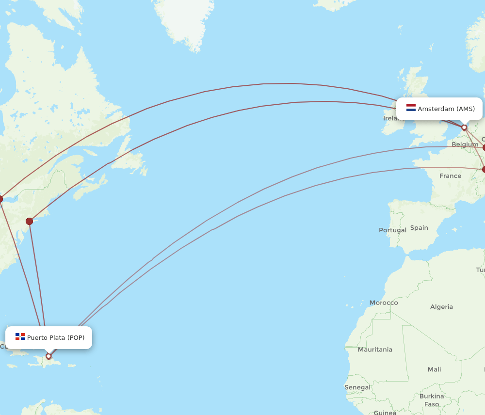 POP-AMS flight routes