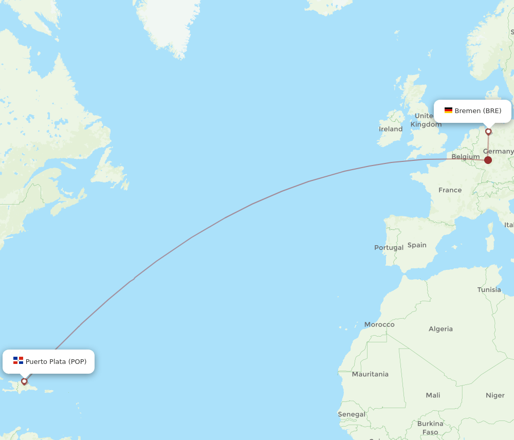 POP-BRE flight routes