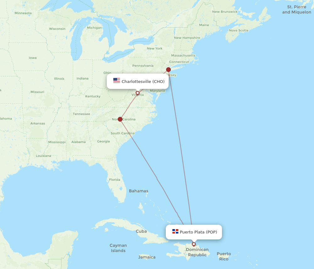 POP-CHO flight routes