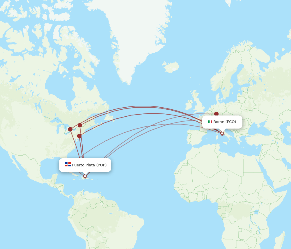 POP-FCO flight routes