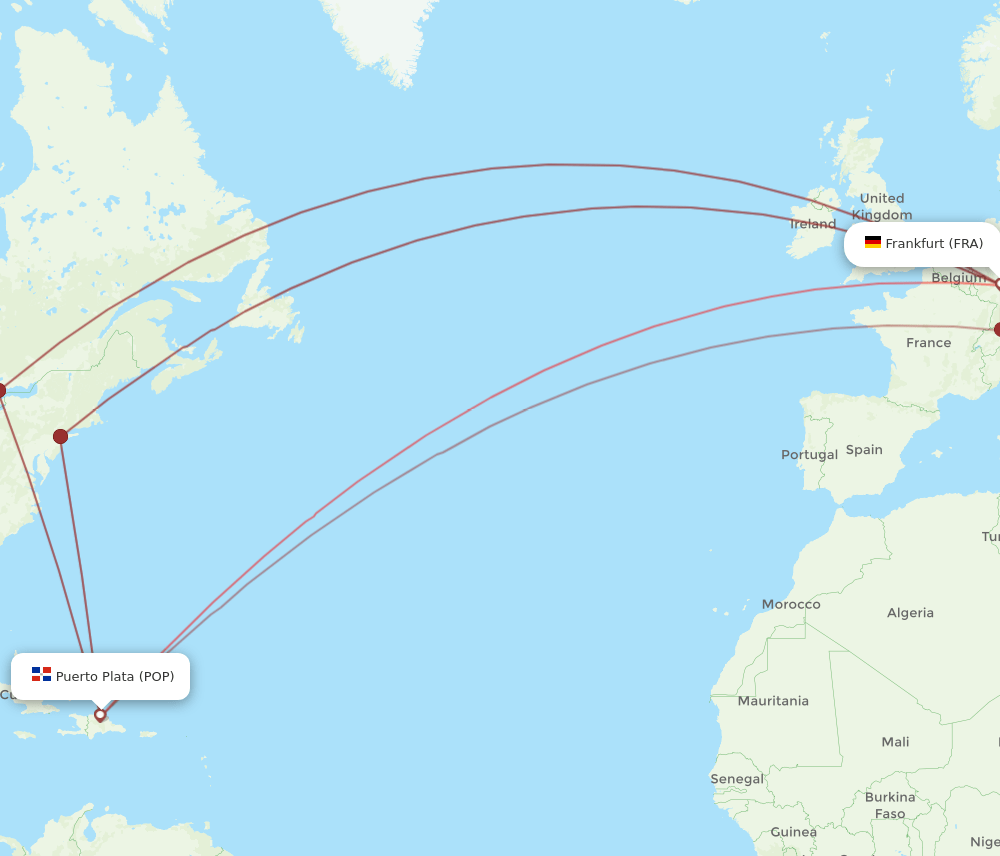 POP-FRA flight routes