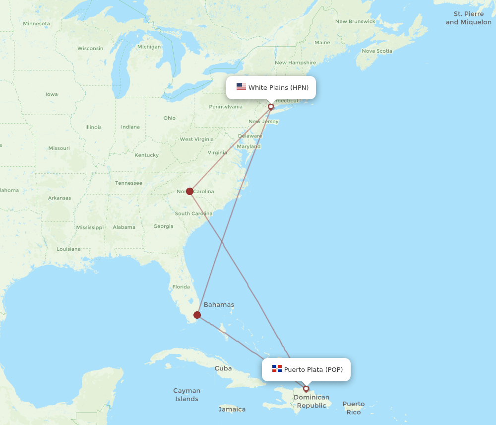 POP-HPN flight routes