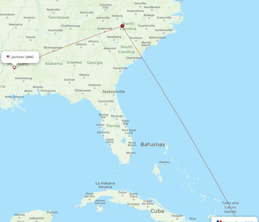 POP-JAN flight routes