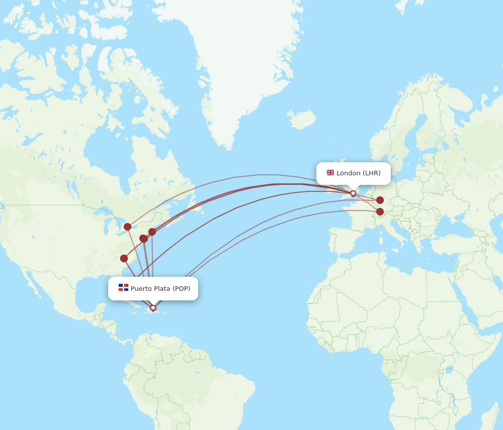 POP-LHR flight routes