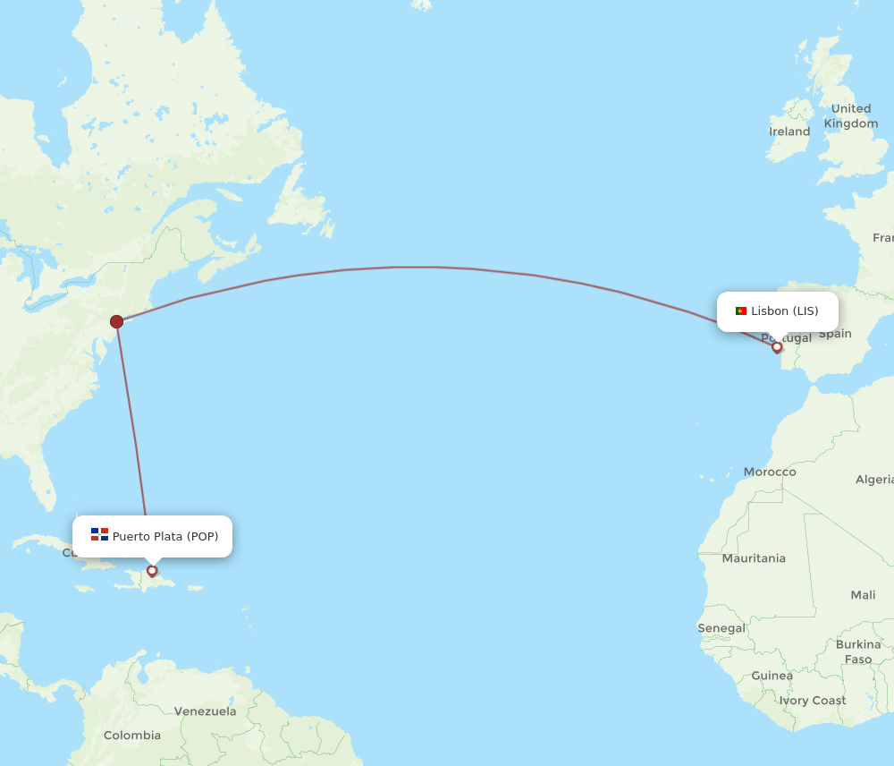 POP-LIS flight routes