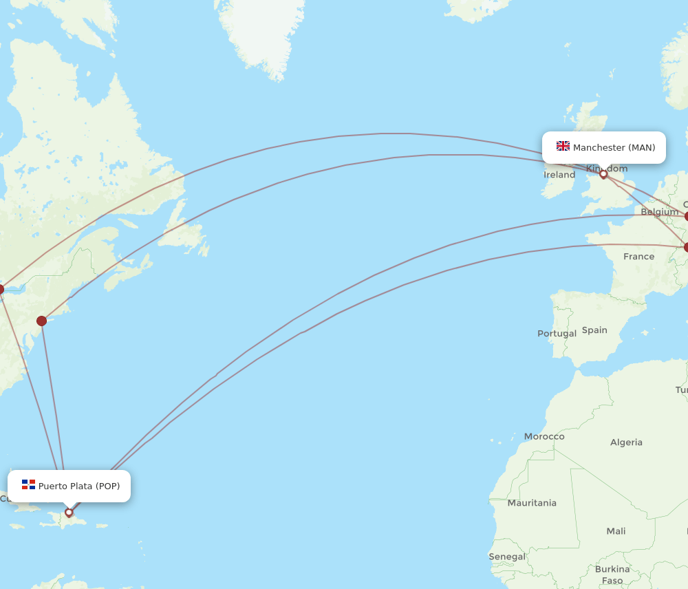 POP-MAN flight routes