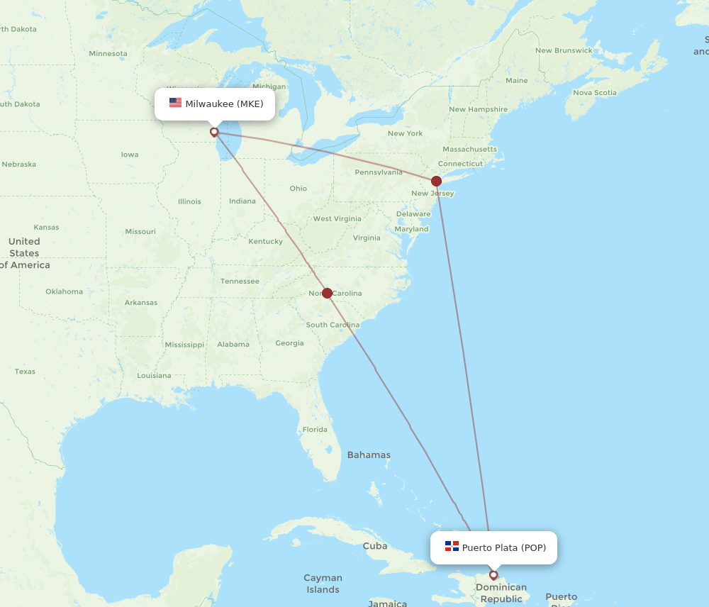 POP-MKE flight routes