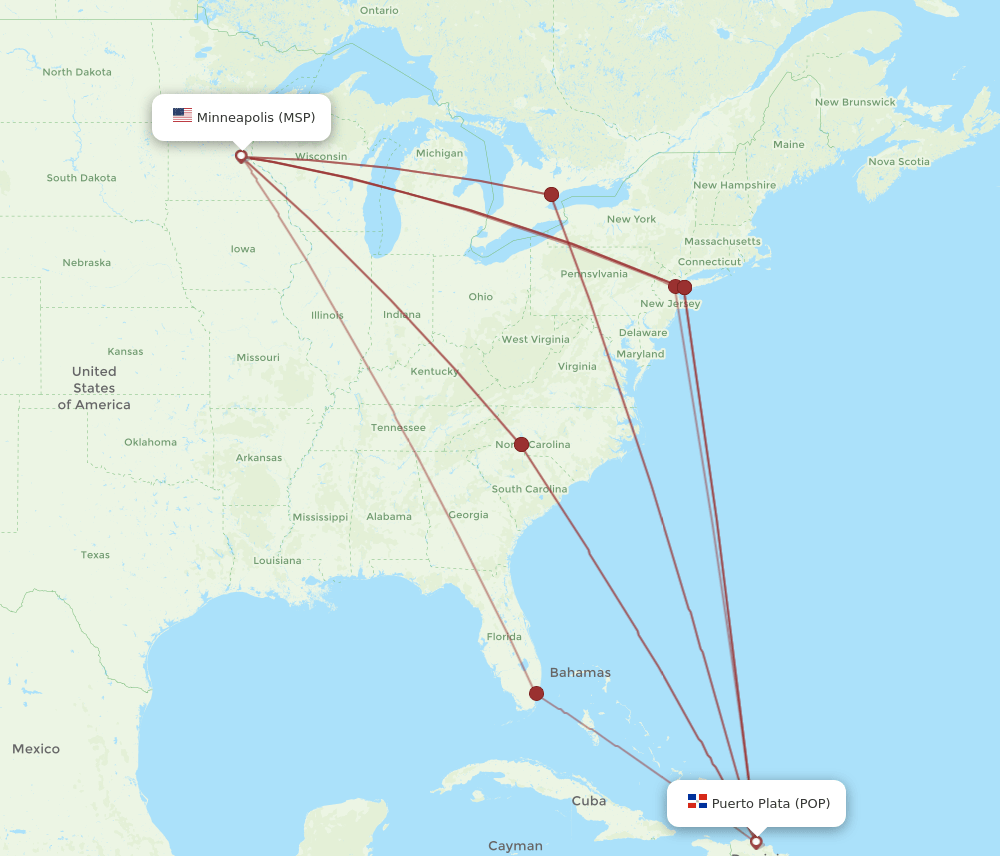 POP-MSP flight routes