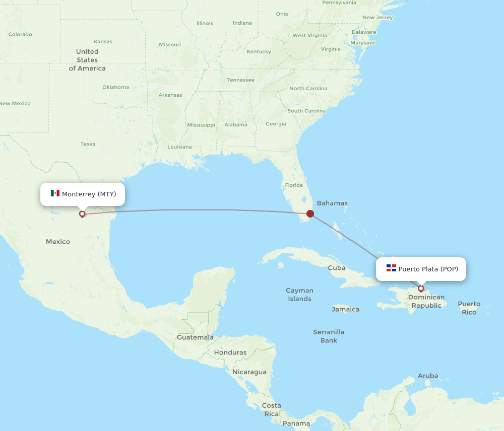 POP-MTY flight routes