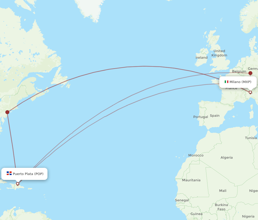 POP-MXP flight routes