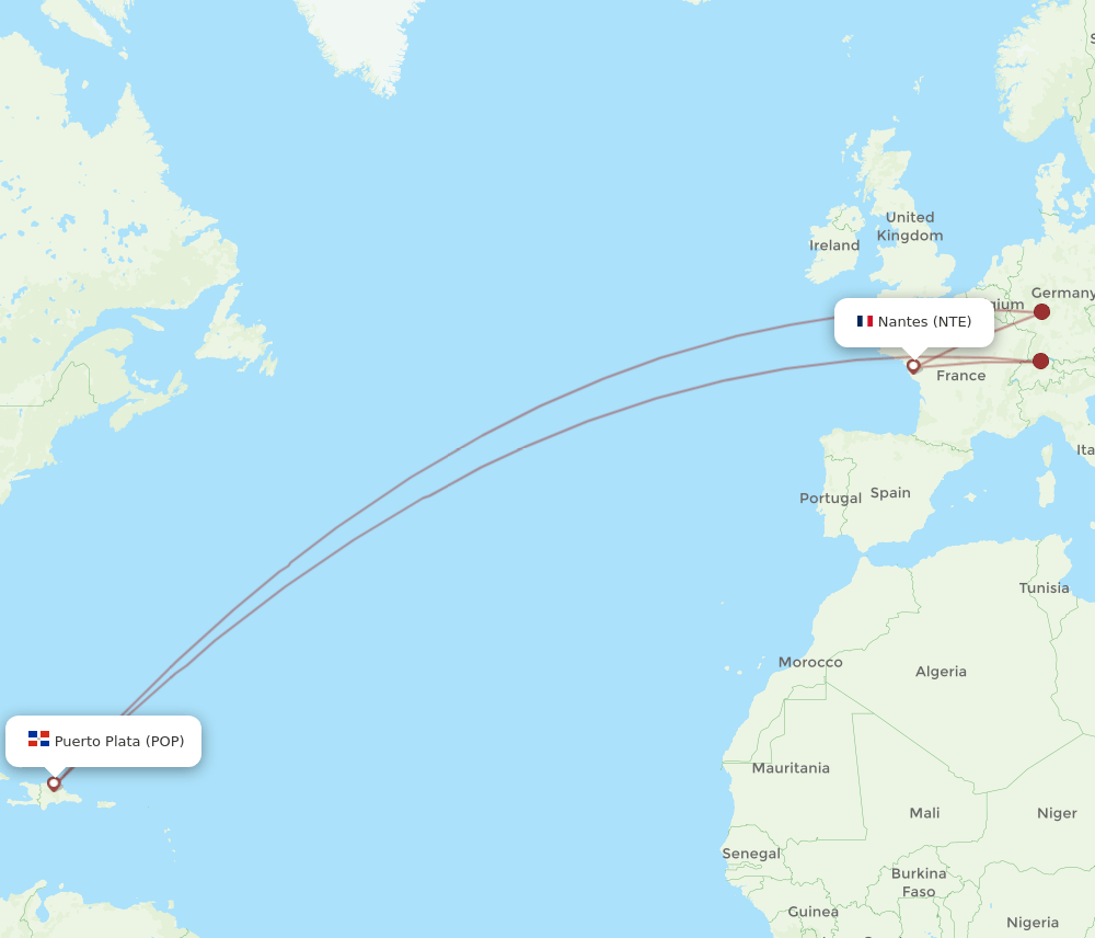 POP-NTE flight routes