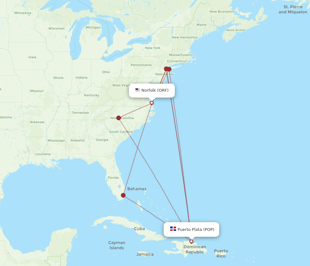 POP-ORF flight routes