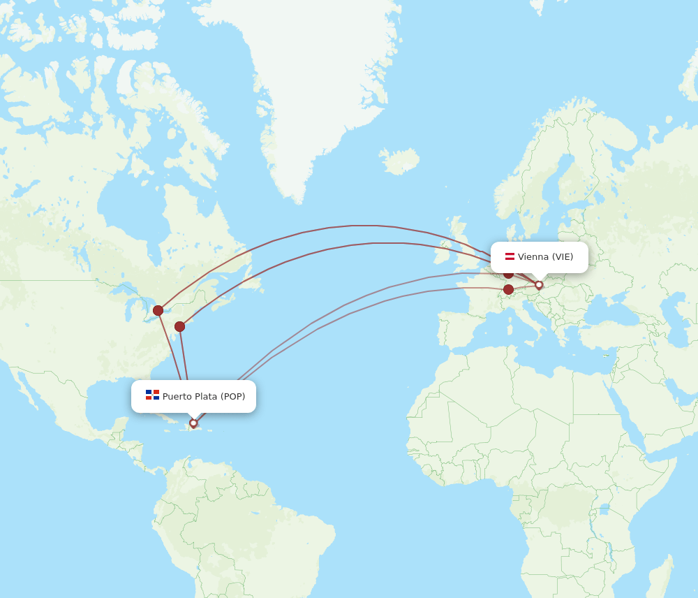 POP-VIE flight routes