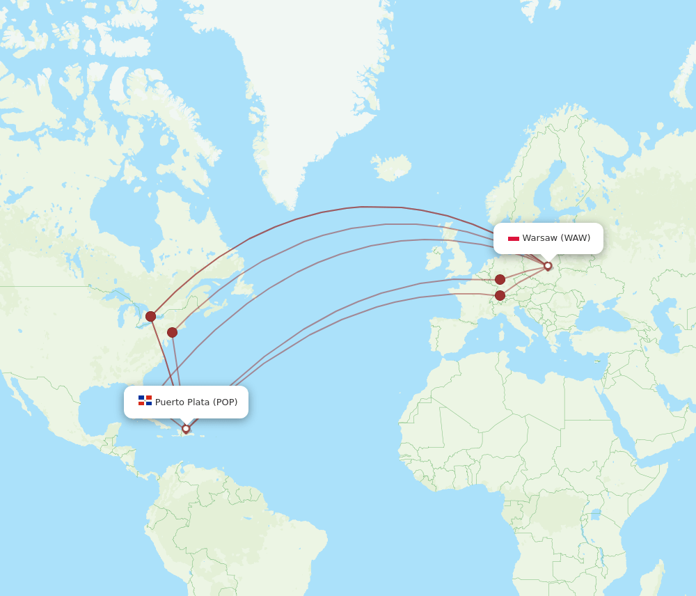 POP-WAW flight routes