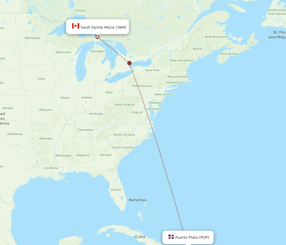 POP-YAM flight routes
