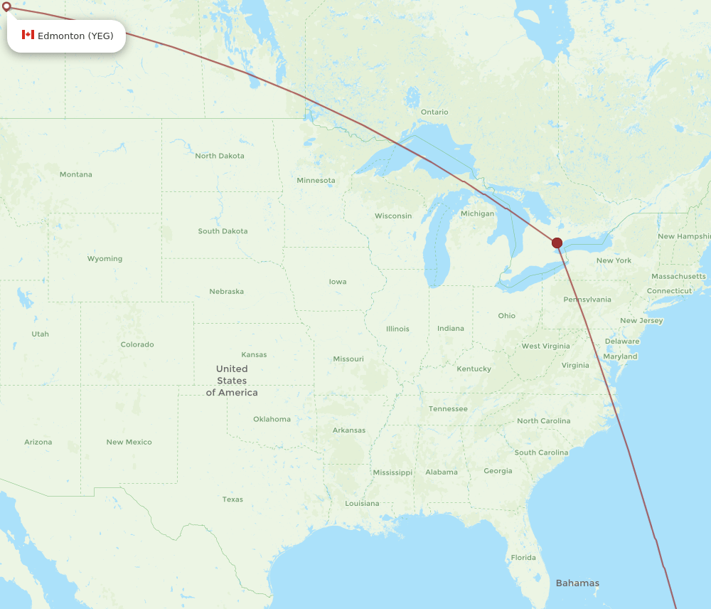 POP to YEG flights and routes map