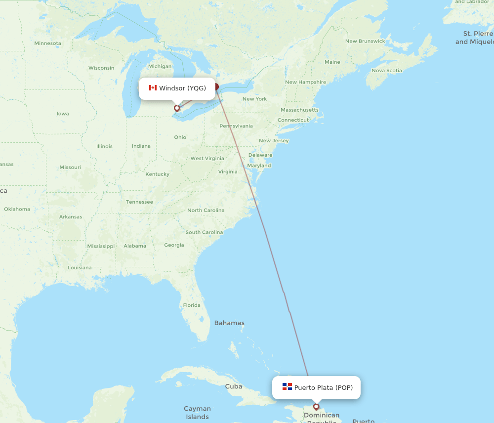 POP-YQG flight routes