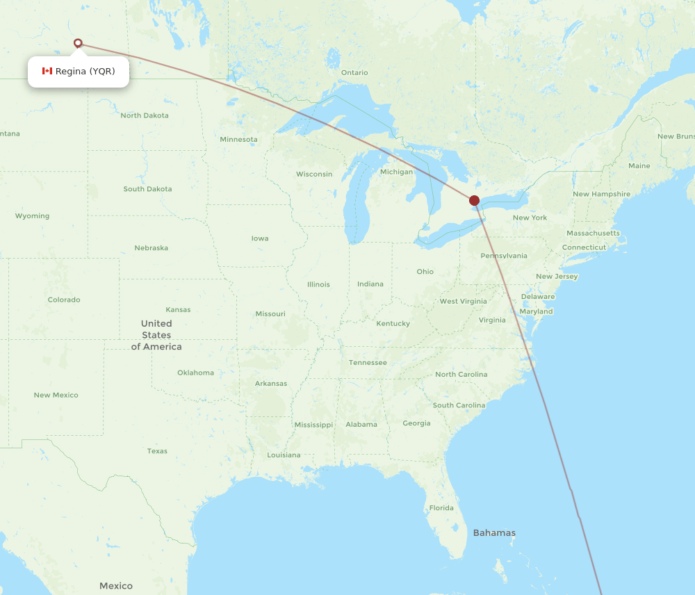 POP to YQR flights and routes map