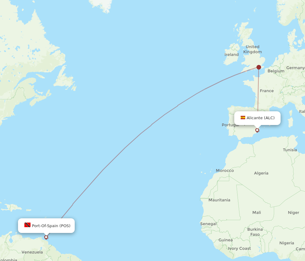 POS-ALC flight routes