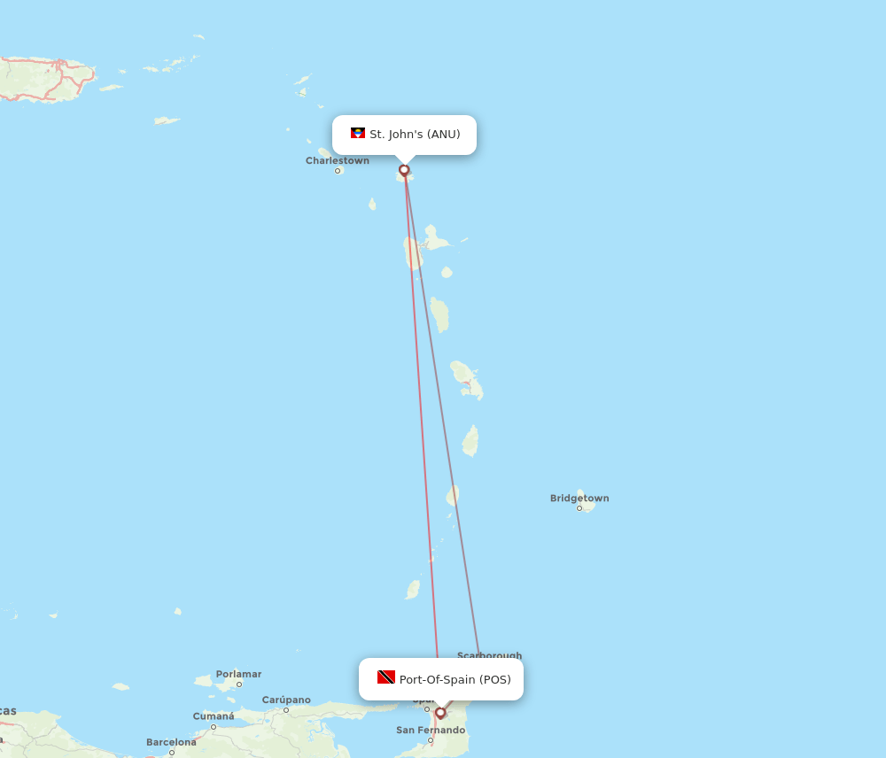 POS to ANU flights and routes map