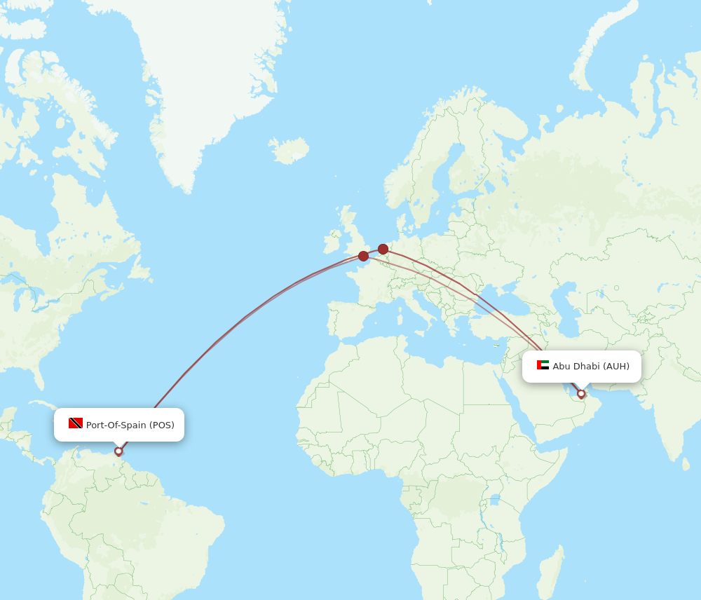 POS-AUH flight routes
