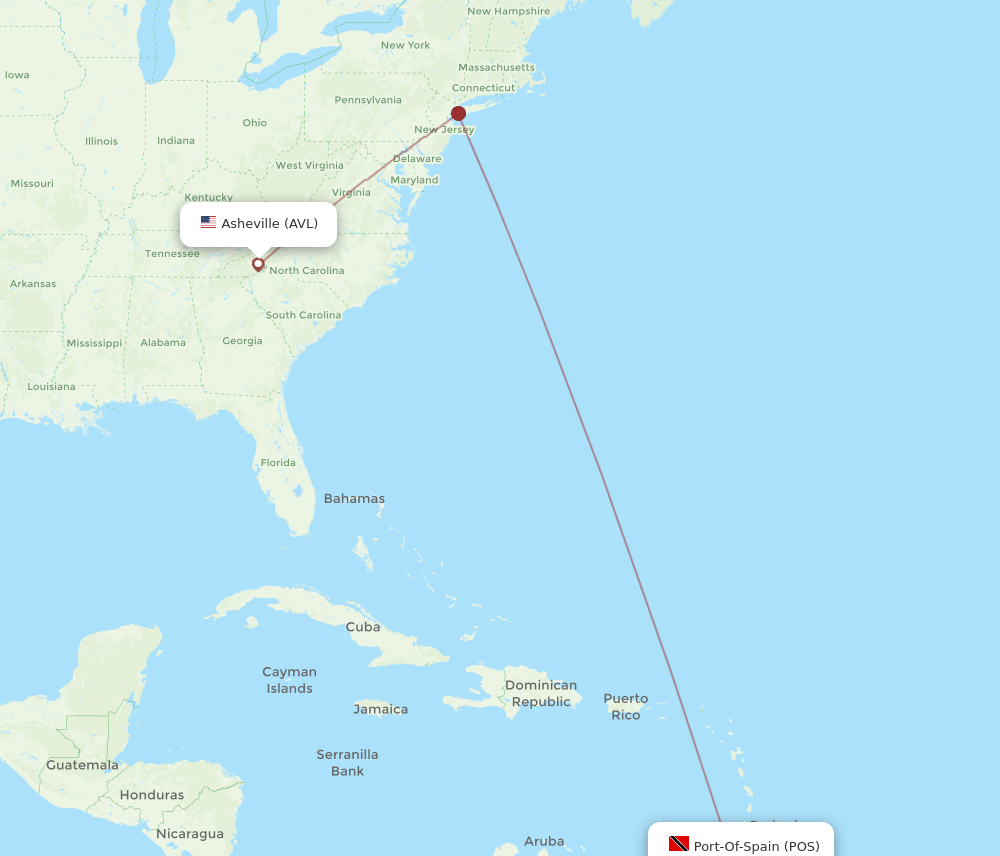 POS-AVL flight routes