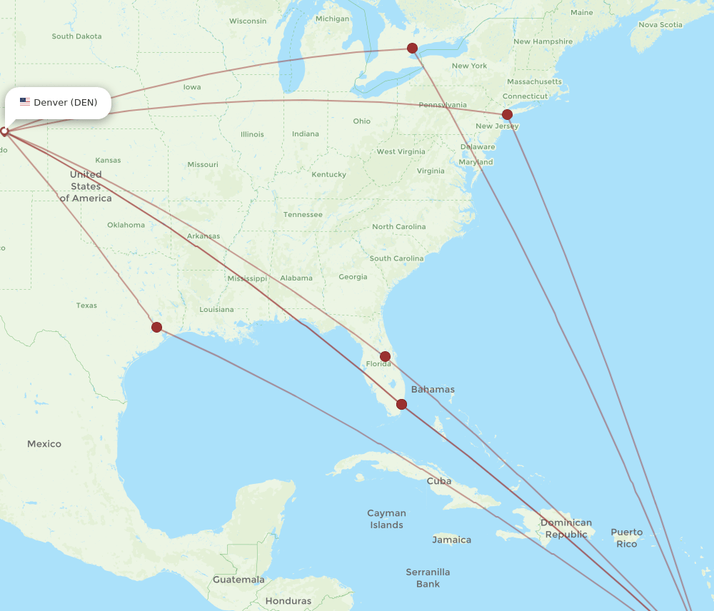 POS-DEN flight routes