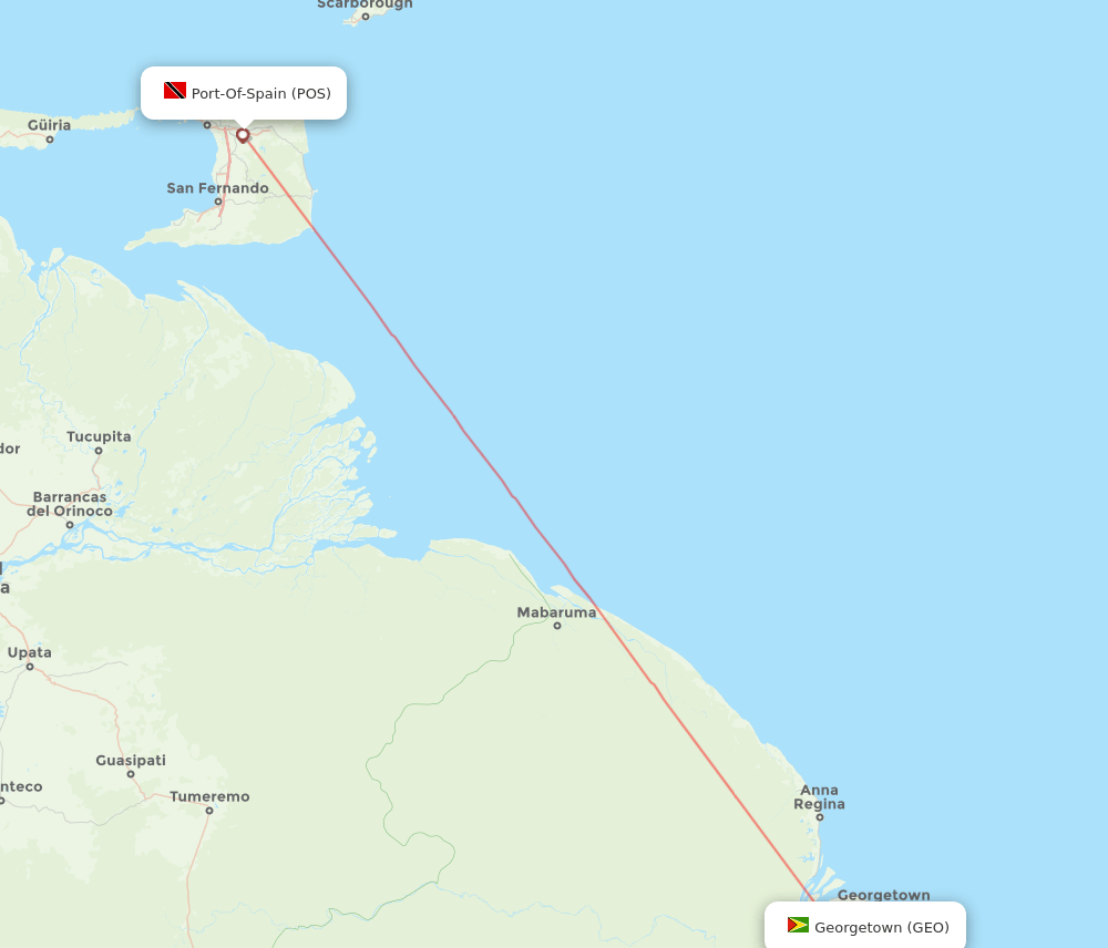 POS to GEO flights and routes map