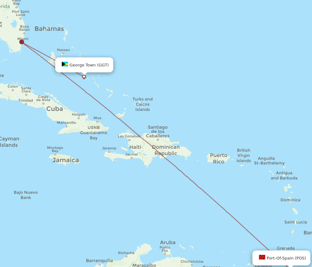 POS-GGT flight routes